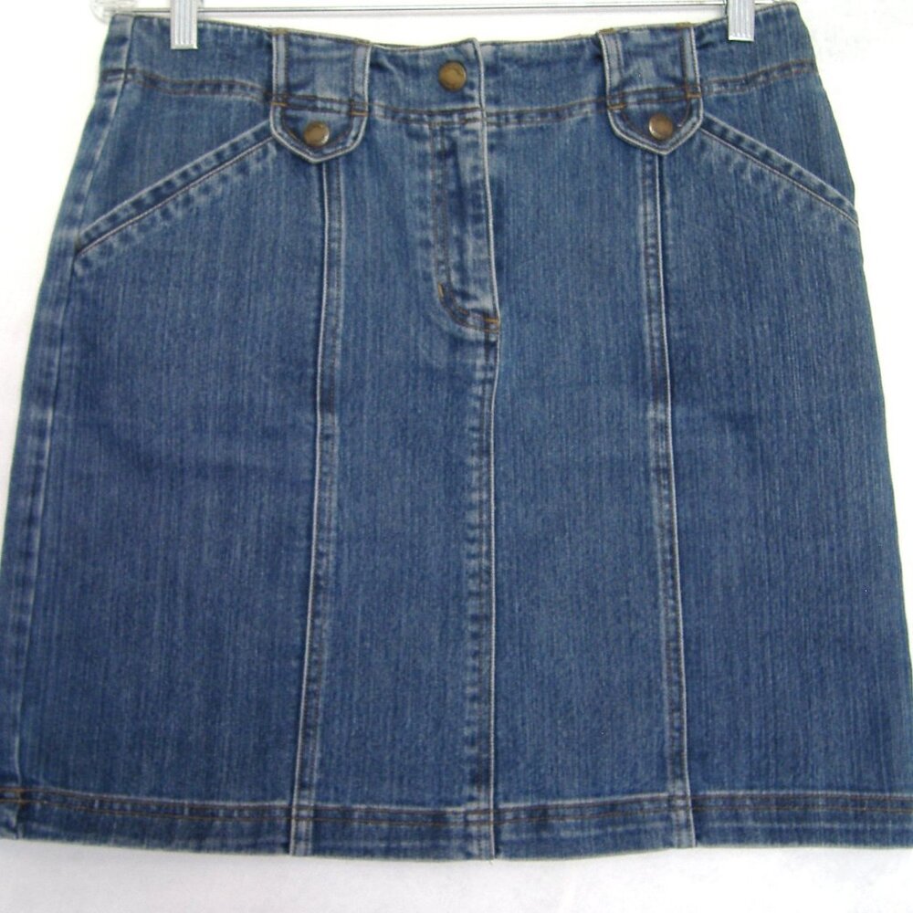 Jones New York Signature Jeans Mini Skirt Indigo Blue Denim Above Knee Size 10